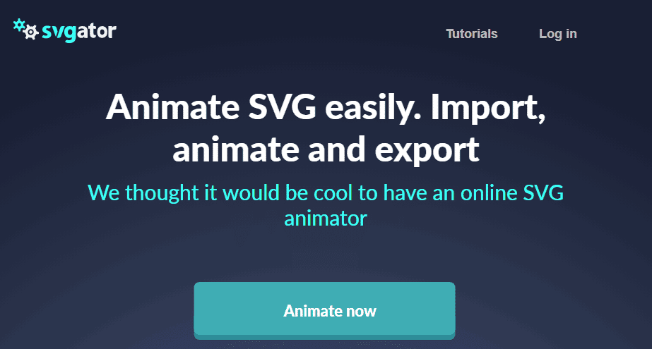 The SVGator homepage.