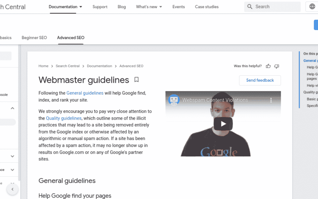 The Google Webmaster Guidelines.