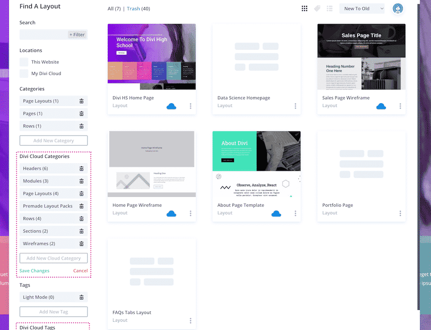 How to Organize Divi Cloud Items by Category and Tags