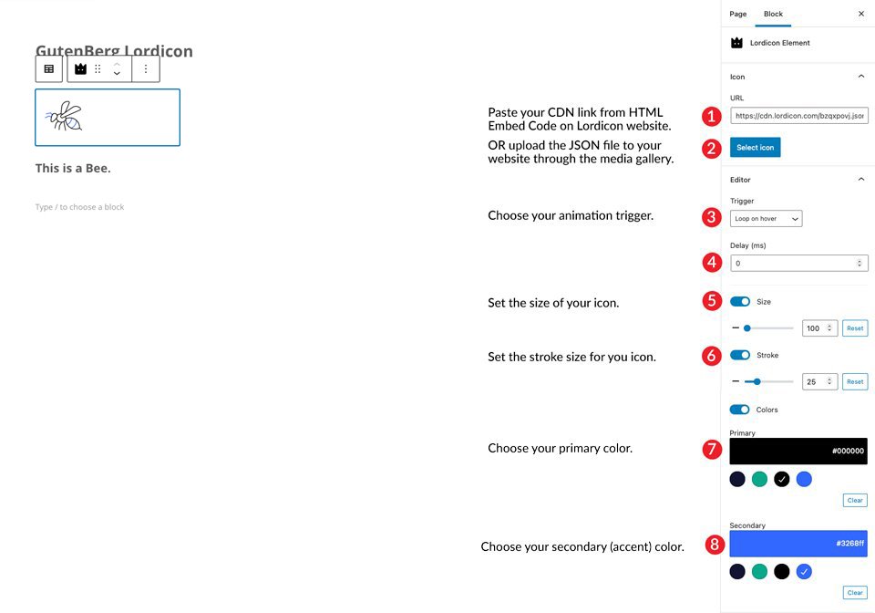 Gutenberg Lordicon Settings