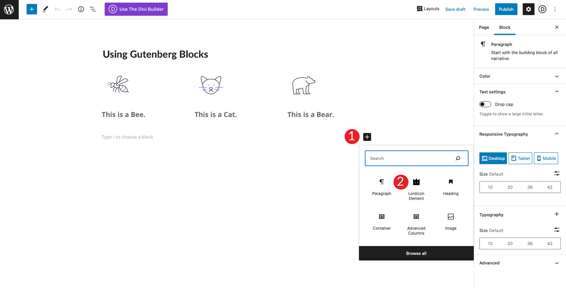 Using Lordicon Gutenberg Block