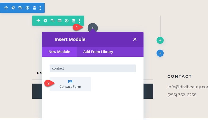 divi sticky contact form add contact form