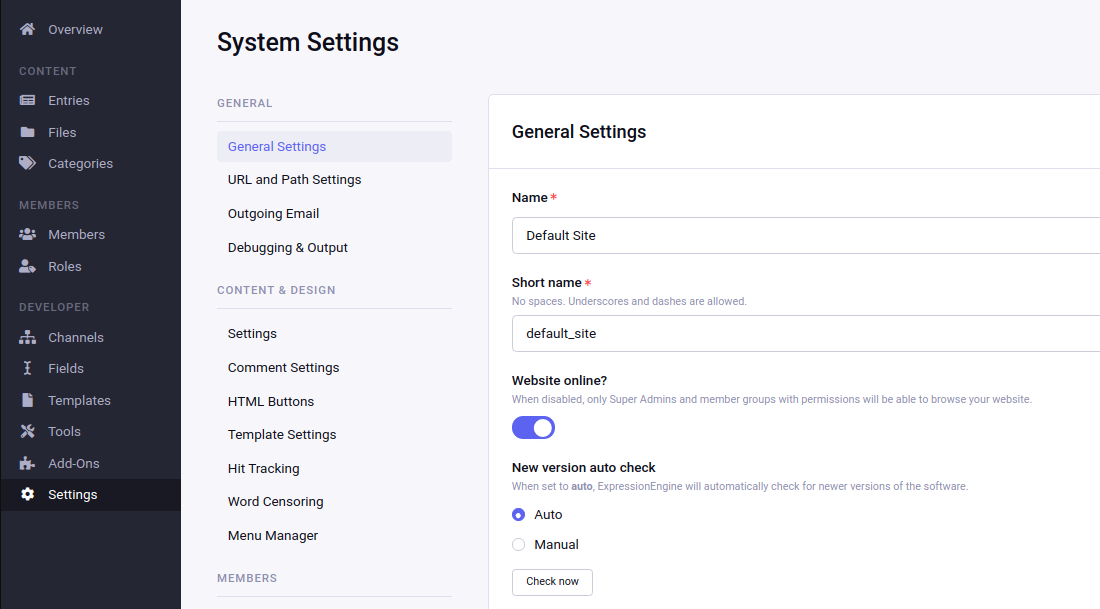 The Expression Engine control panel