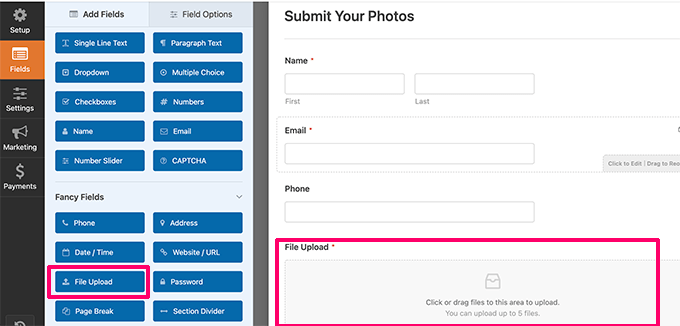 File upload form editing