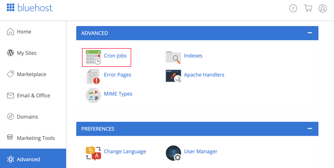 Find 'Cron Jobs' in cPanel