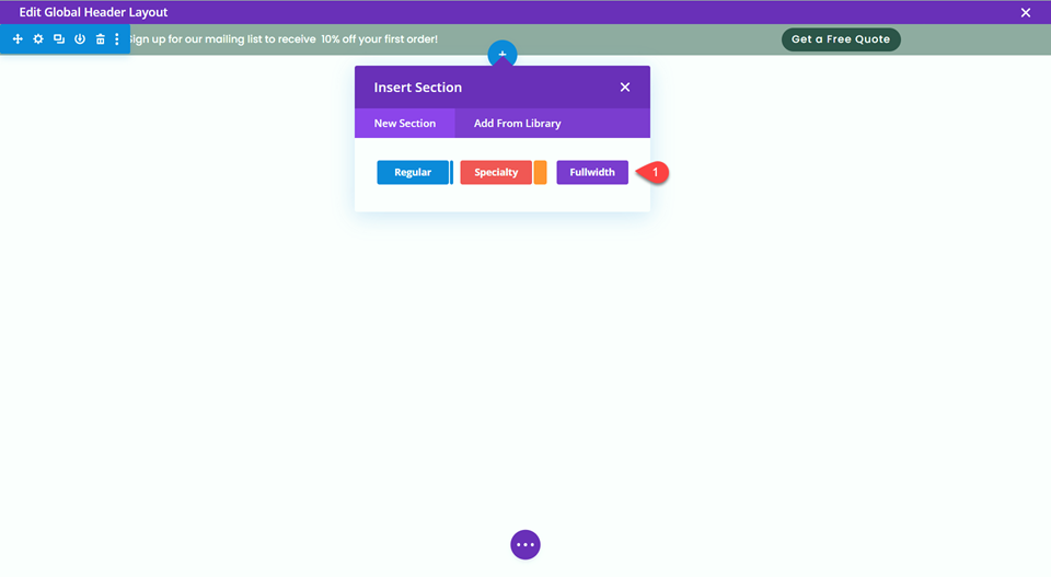 Divi Global Header With Fullwidth Menu Insert Fullwidth Section