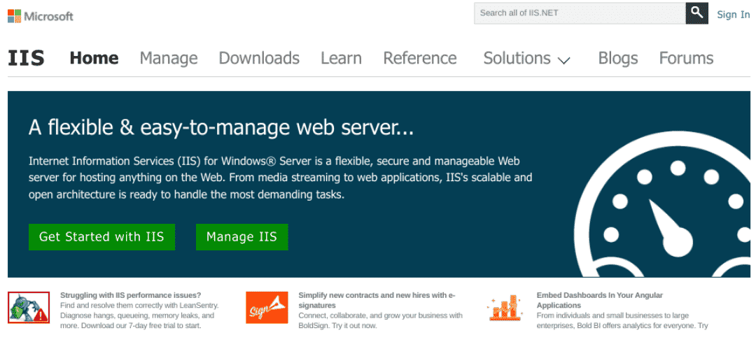 The Microsoft IIS website.