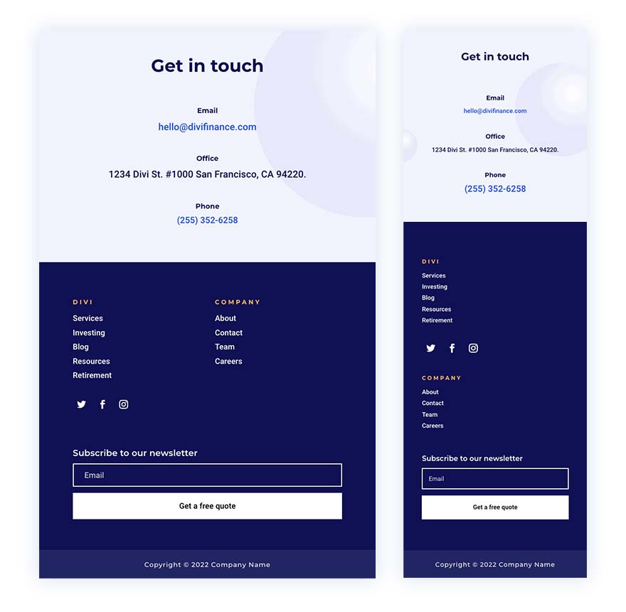 Header & Footer for Divi's Financial Services Layout Pack