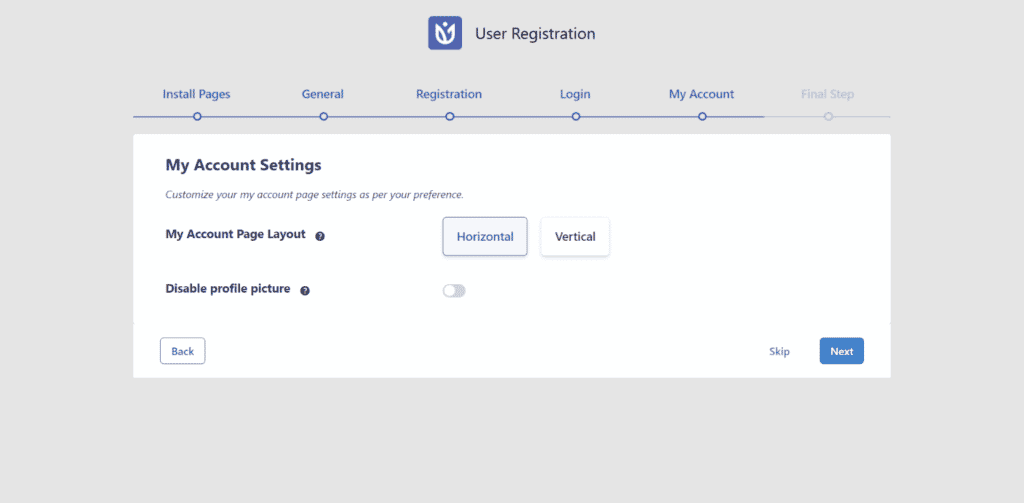 User Registration my account.