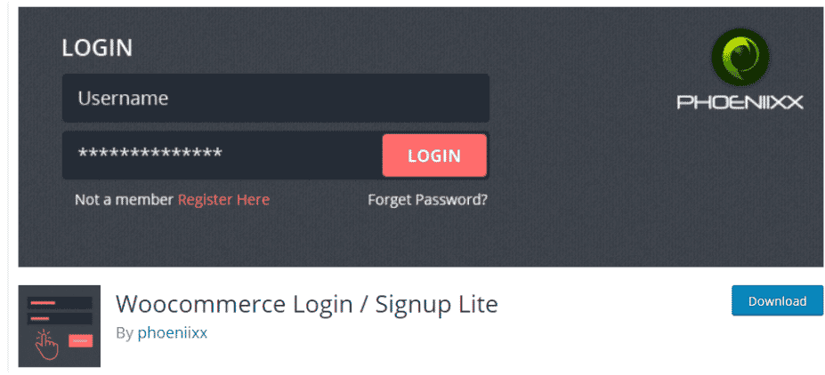 WooCommerce Login/Signup lite plugin.
