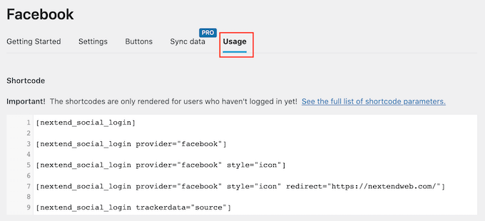 Social login shortcodes