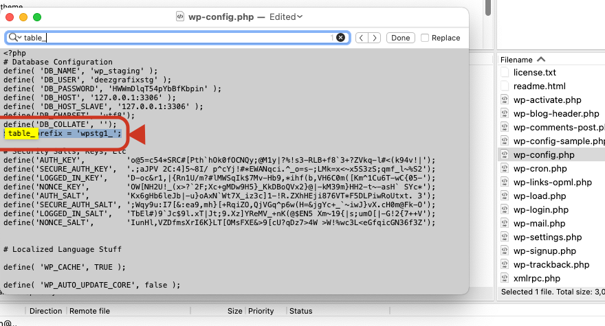 editing the wp-config file