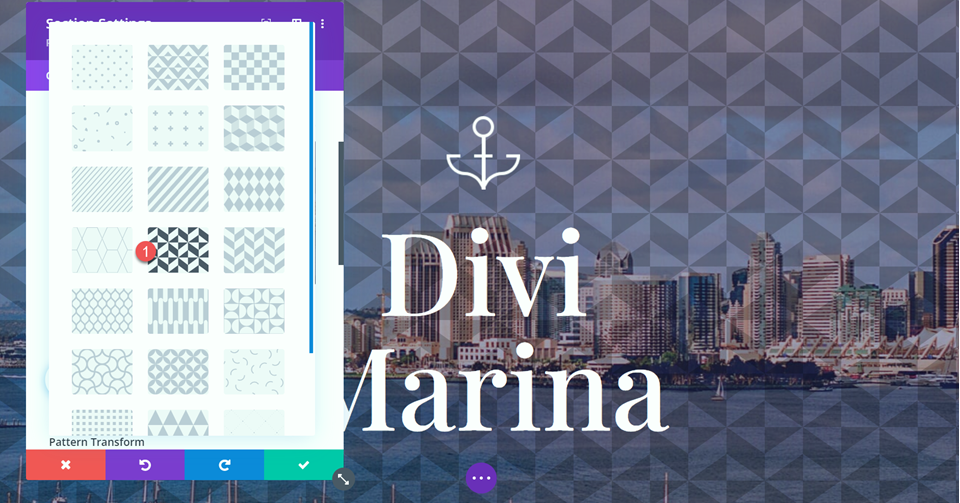 Divi Background Pattern Blend Mode Layout 1 Select Pattern