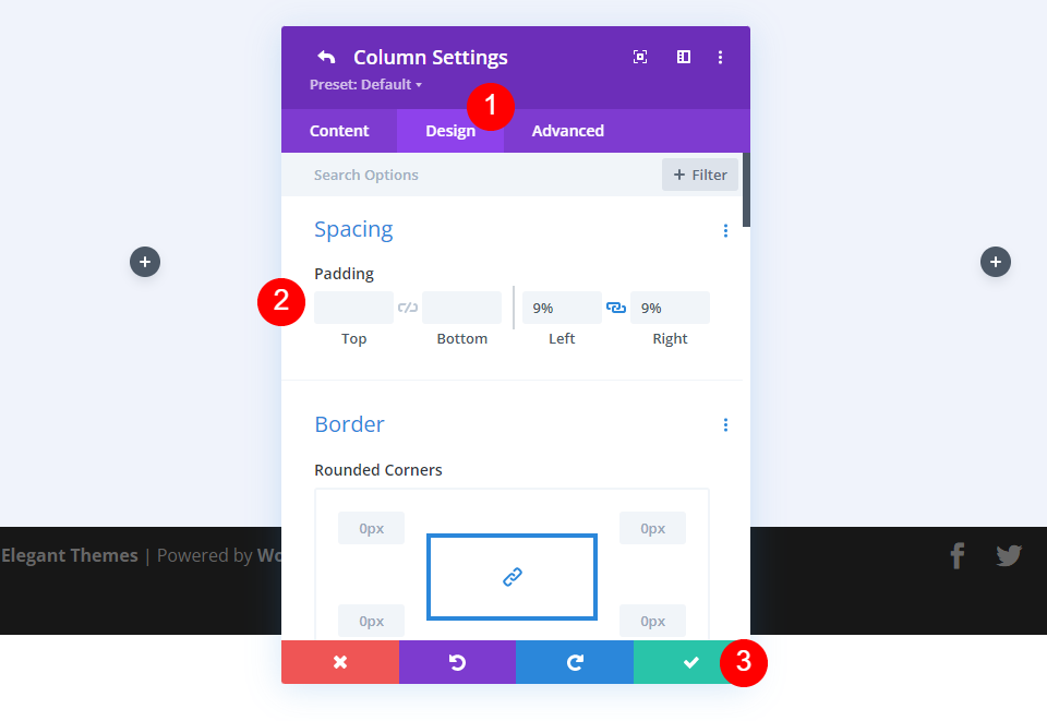 First Text Module Settings