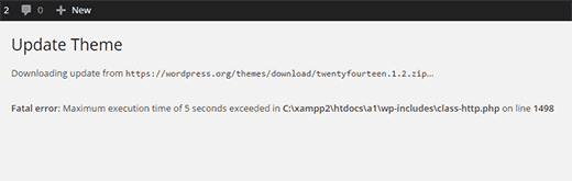 Maximum execution time error in WordPress