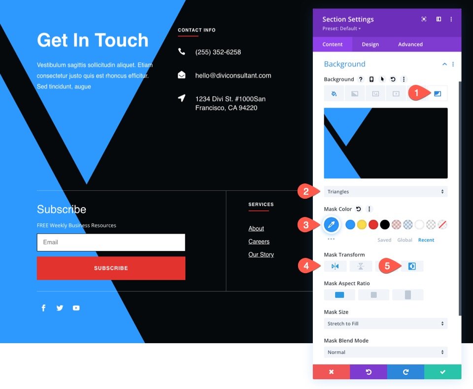 Footer Design with Divi Background Masks