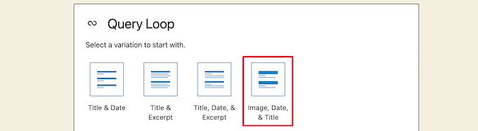 Select the type of query loop