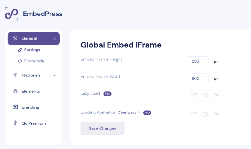 The EmbedPress plugin interface.