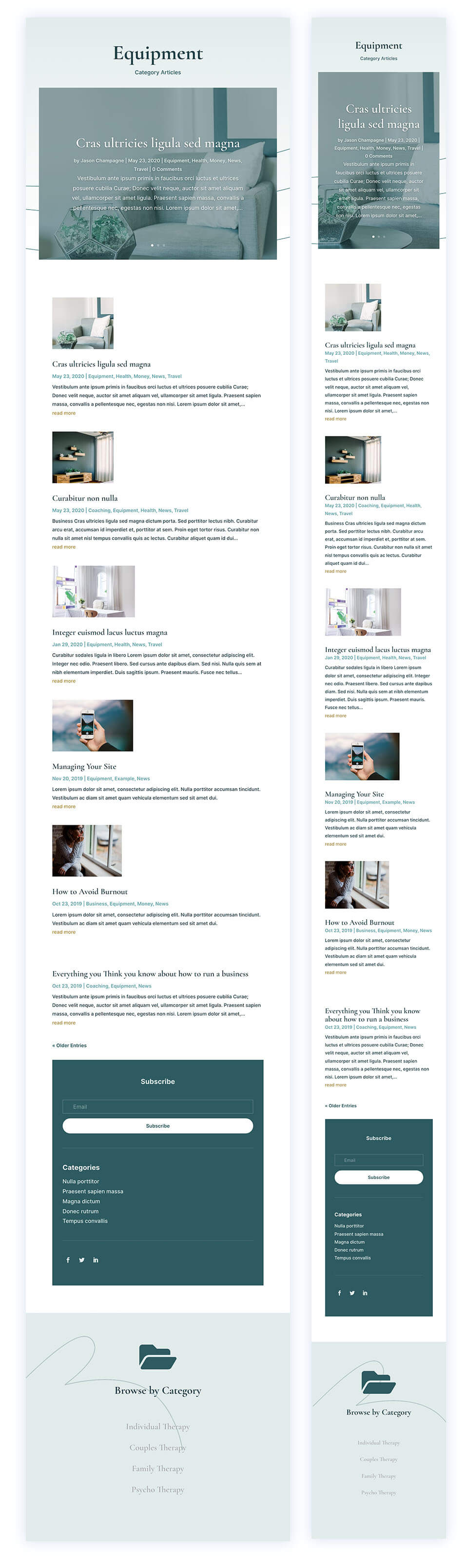 Category Page Template for Divi's Therapy Layout Pack