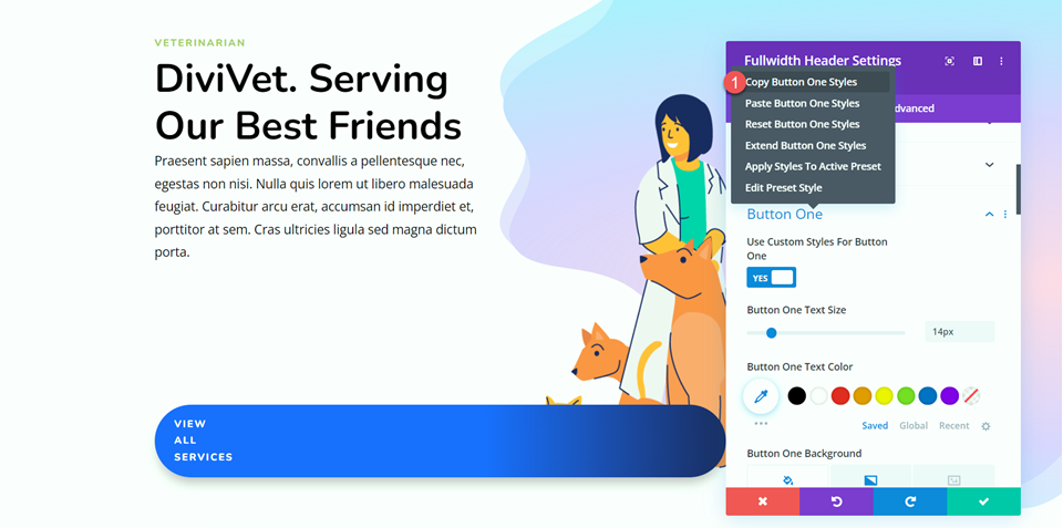 Divi Fullwidth Header Hero Section Copy Button One Styles