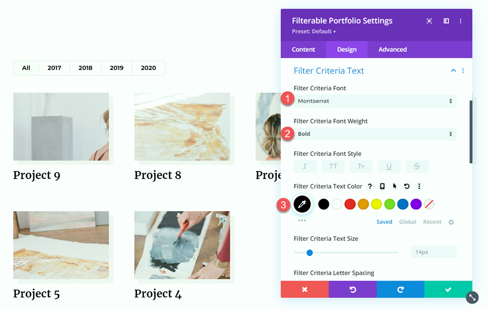Divi Filterable Portfolio Pagination Filter Criteria Text