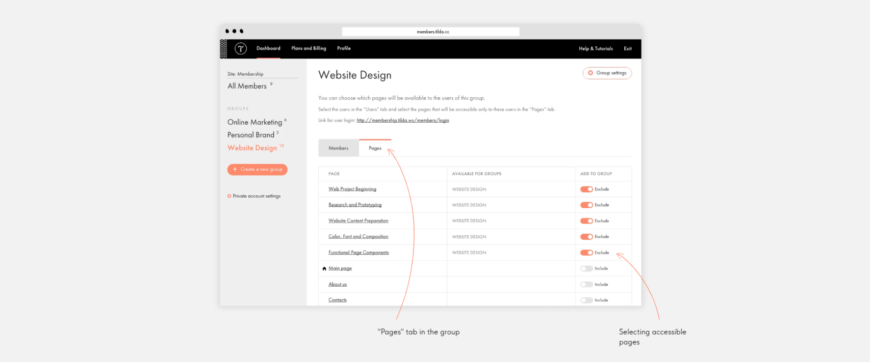 Tilda Paid Members Pages and Members Management