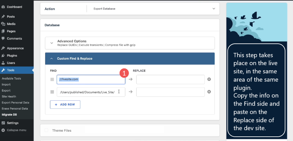 Dev Push Live - WP Migrate 6_num