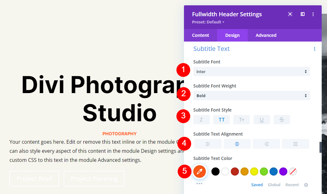 Fullscreen Header Module Settings