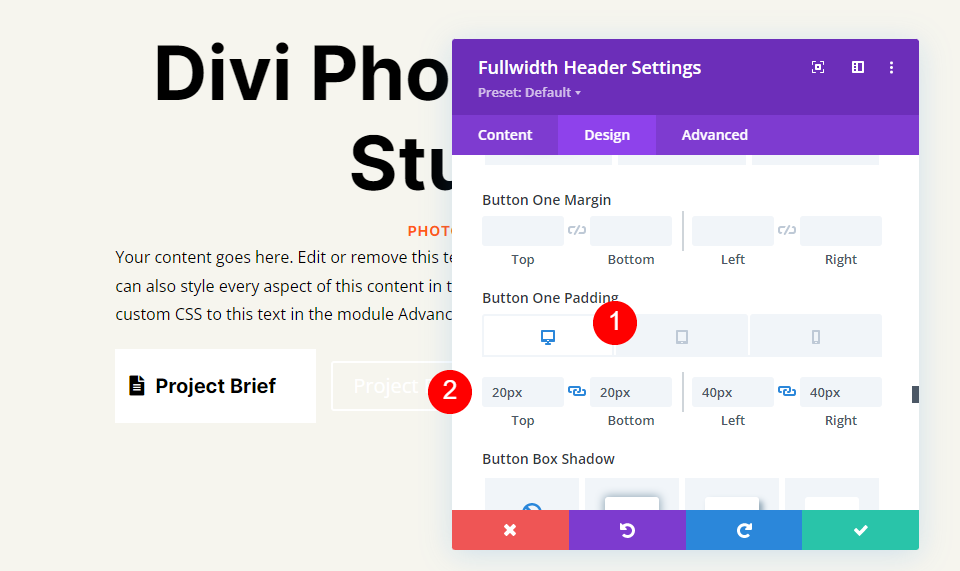 Fullscreen Header Module Settings