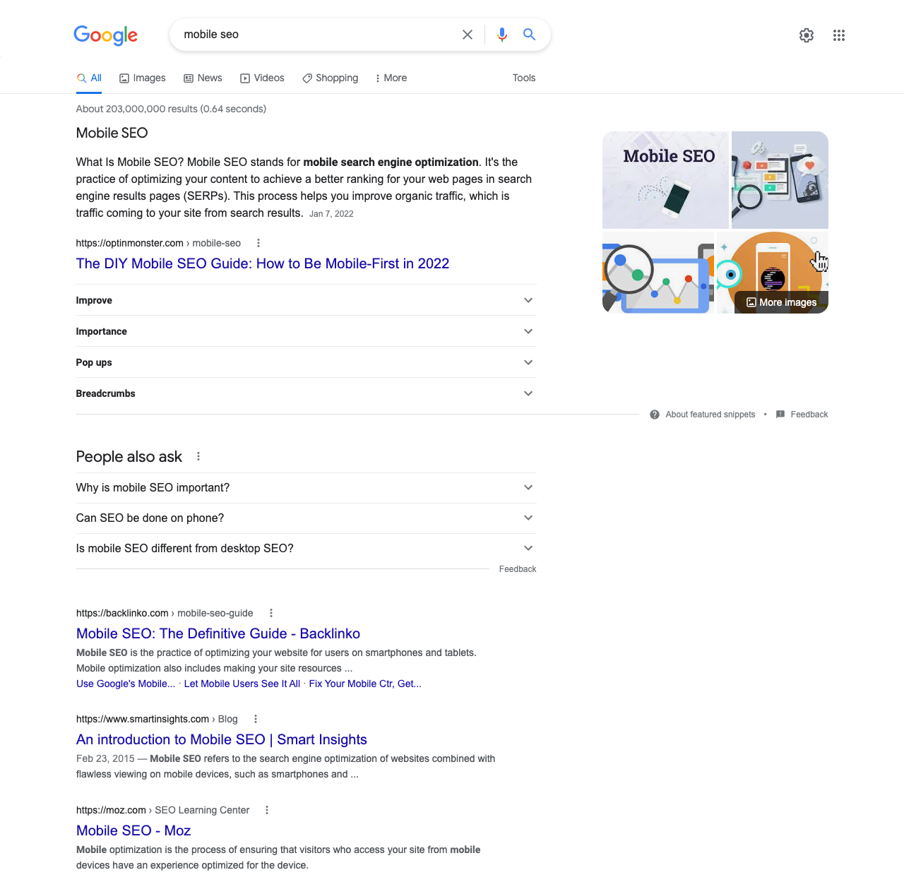 desktop SEO serps