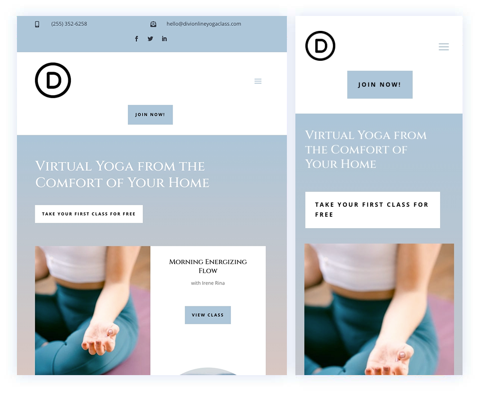 Header & Footer for Divi's Online Yoga Layout Pack