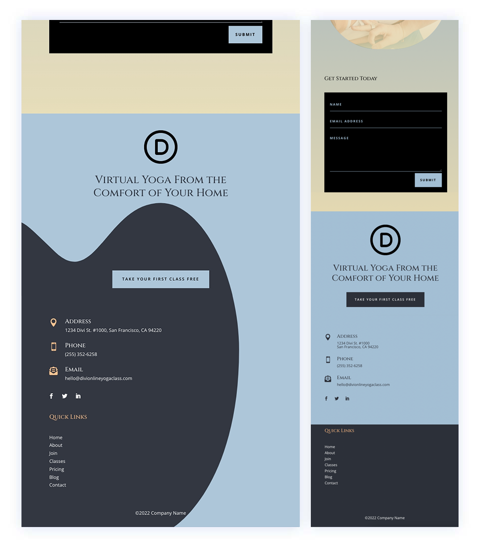 Header & Footer for Divi's Online Yoga Layout Pack