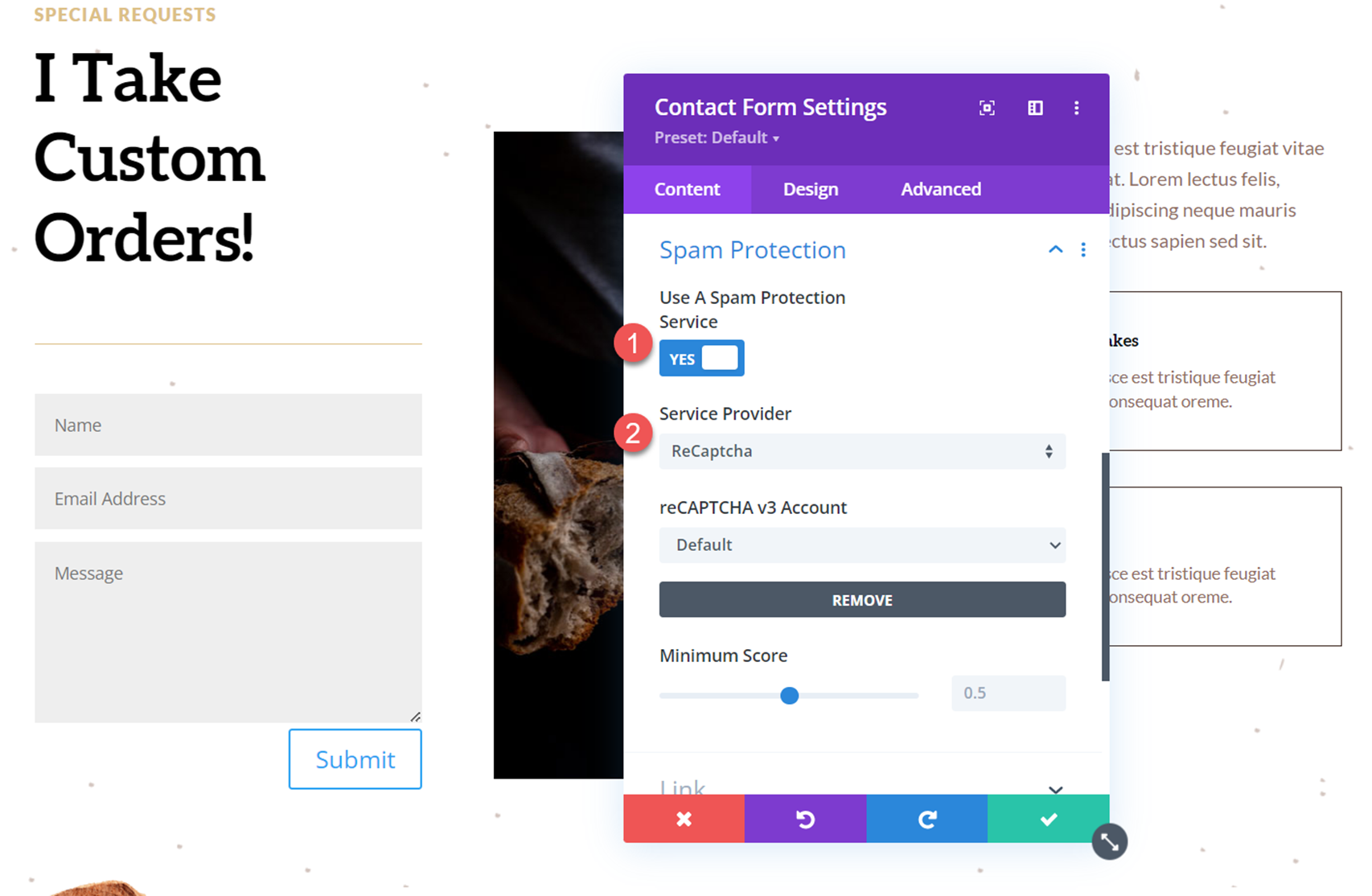 Divi Reveal Options Dropdown Contact Form Spam