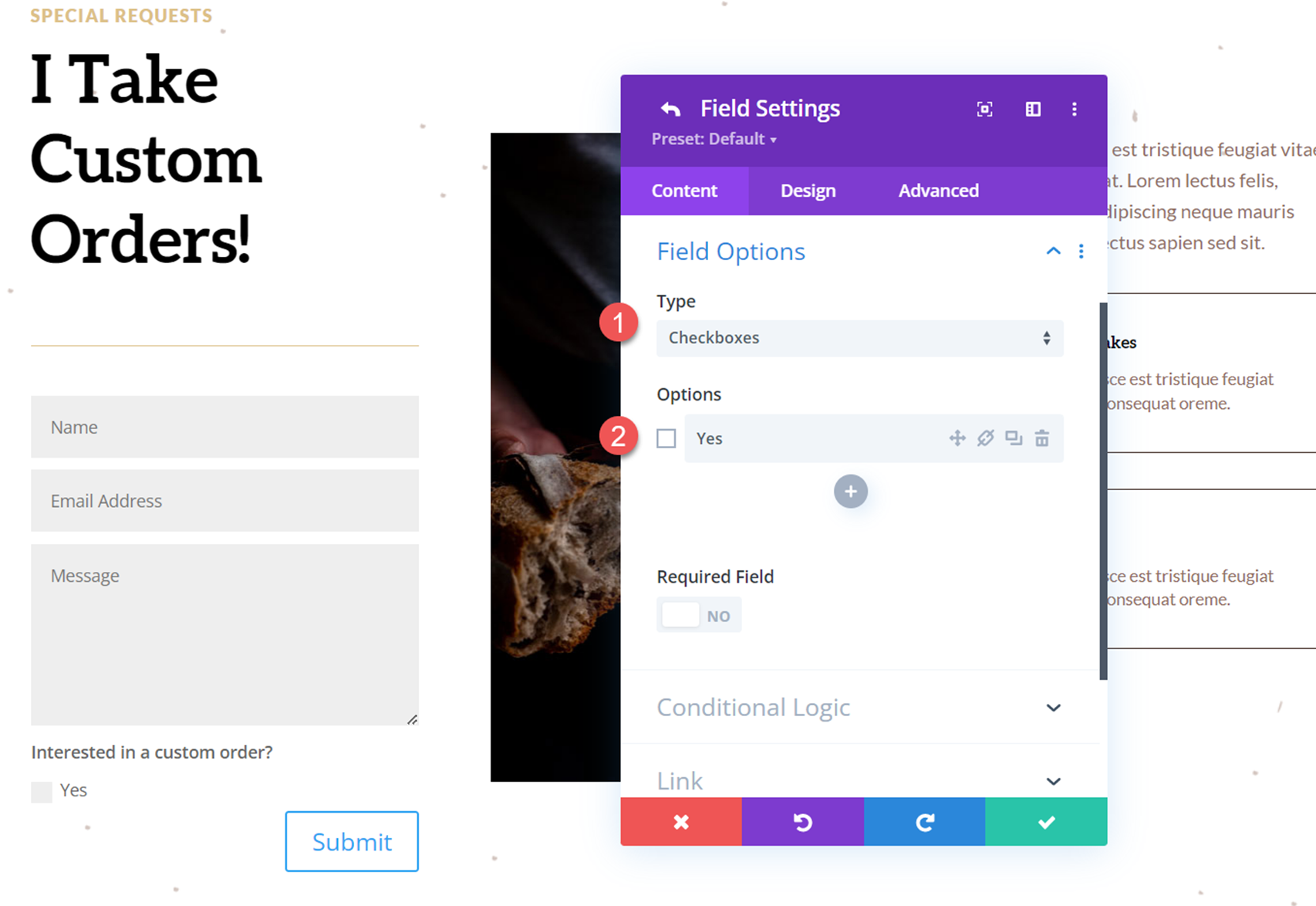 Divi Reveal Options Dropdown Contact Form Field Title