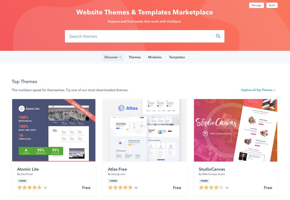 HubSpot CMS marketplace