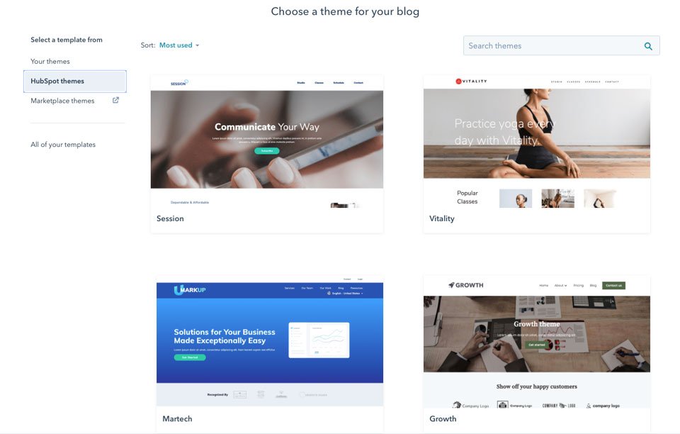 HubSpot CMS default themes