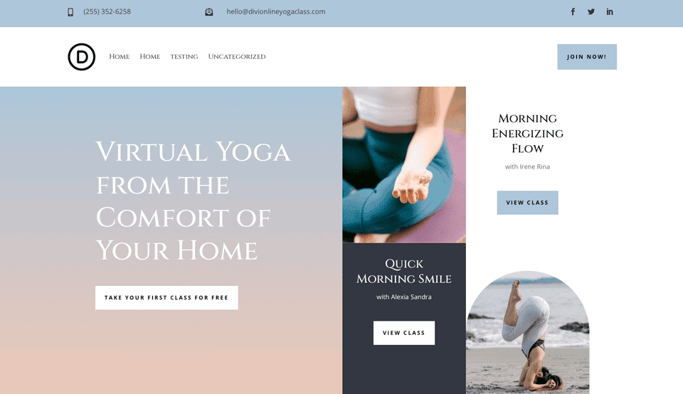 Header & Footer for Divi's Online Yoga Layout Pack