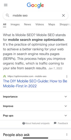 mobile SEO serps
