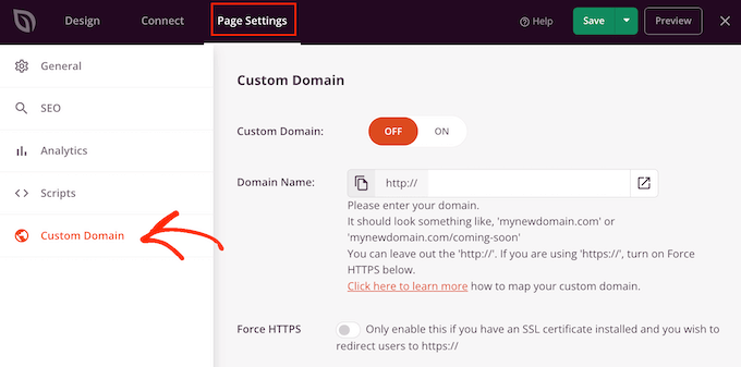 Mapping a landing page to a custom domain