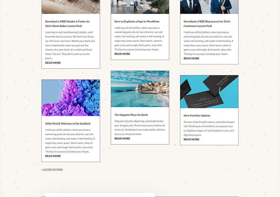 Category Page Template for Divi's Home Baker Layout Pack Desktop View