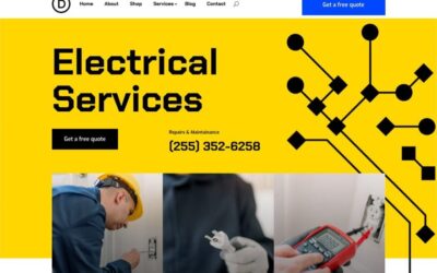 Téléchargez un en-tête et un pied de page GRATUITS pour le pack de mise en page Services électriques de Divi