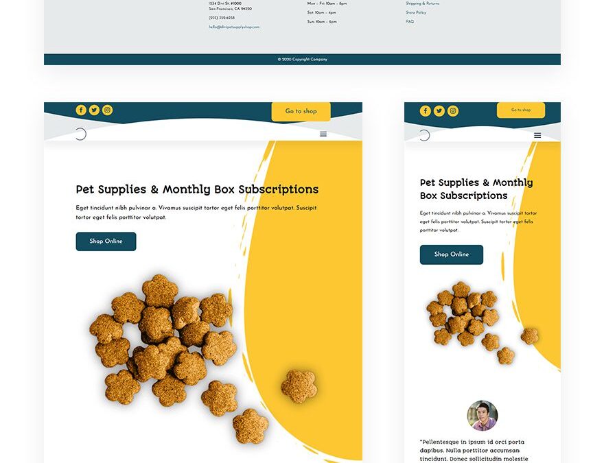 pet supply header footer