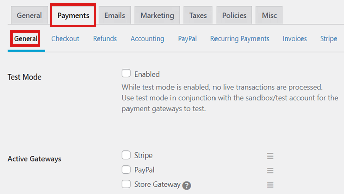 Set up your payment gateways