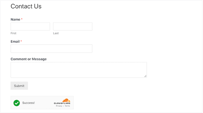 Changing where the CAPTCHA appears in WPForms