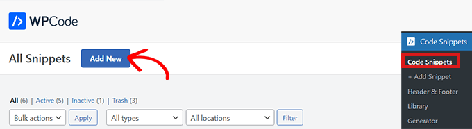 Go to Code Snippets and click Add New