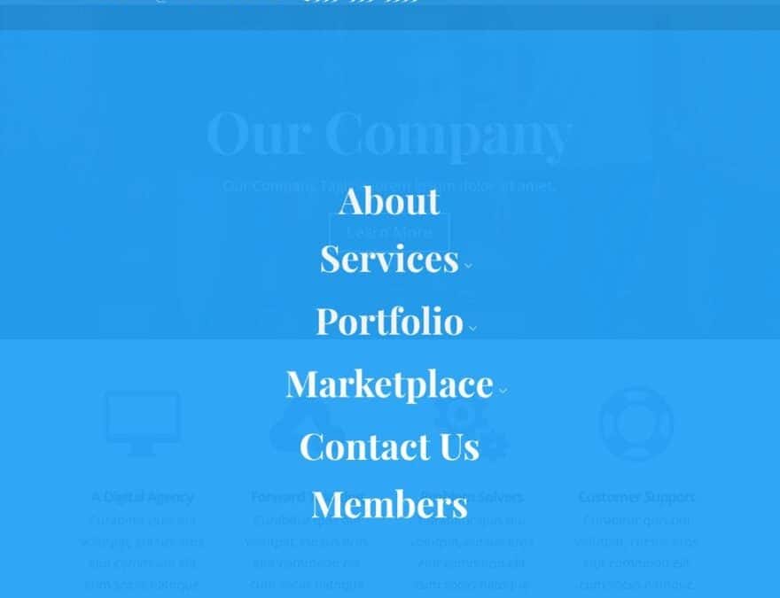 fullscreen menu