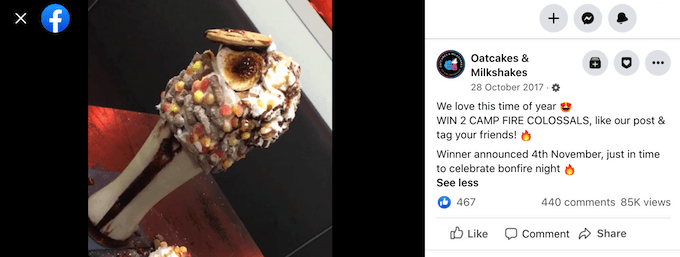 An example of a Facebook contest