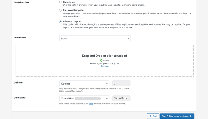 Import method