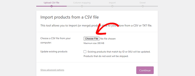 Choose import file