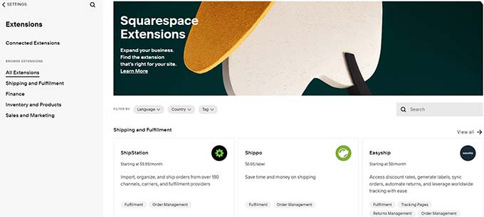 Squarespace extensions